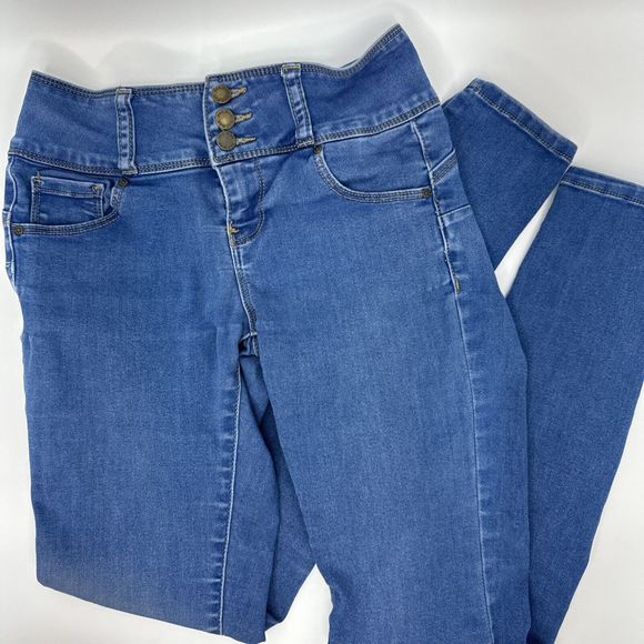 Wax Jeans Butt I Love You Size 0 Skinny Medium Wash Low Rise Denim Blue Stretch - Picture 1 of 9